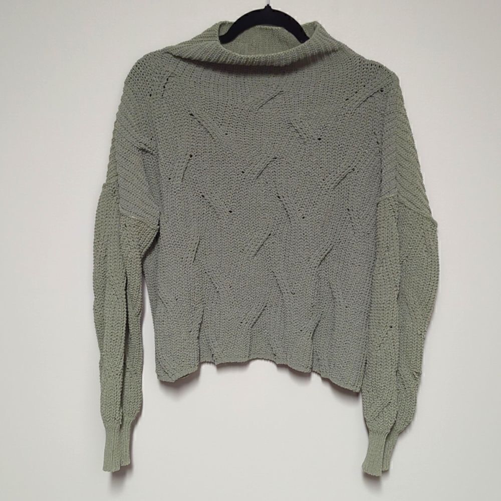 Poof Apparel Green Mock Turtleneck Sweater